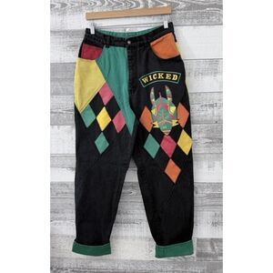 Wicked Unique Color Blocked Patchwork Jeans Size 32 (Fit 30x30) Cotton, VTG